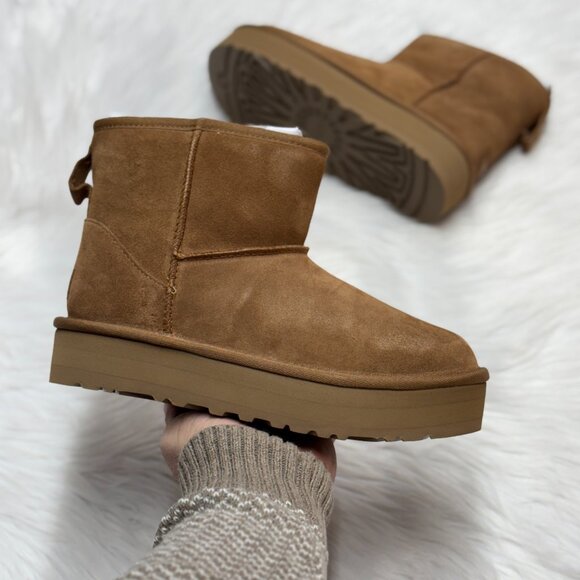 UGG Classic Mini Platform Boot Chestnut GS Boots 1143700K-CHE NEW Sz 6 - Picture 1 of 5